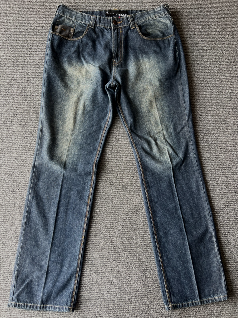 Mecca Jeans Mens 38x34 Blue Denim Straight Fit Pants Streetwear Pockets Casual